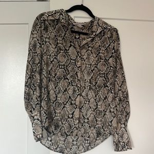 H&M snakeskin long sleeve button down blouse